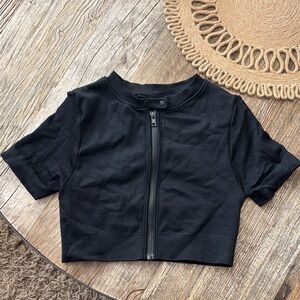 Black Zip-Up Workout Shirt